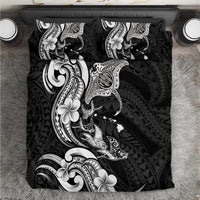 Hawaiian Manta Rays Bedding Set Tribal Hibiscus Polynesian Tattoos Black Color LT03 Black - Polynesian Pride