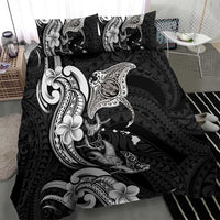 Hawaiian Manta Rays Bedding Set Tribal Hibiscus Polynesian Tattoos Black Color LT03 - Polynesian Pride