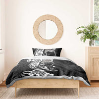 Hawaiian Manta Rays Bedding Set Tribal Hibiscus Polynesian Tattoos Black Color LT03 - Polynesian Pride