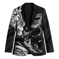 Hawaiian Manta Rays Blazer Tribal Hibiscus Polynesian Tattoos Black Color LT03 Unisex Black - Polynesian Pride