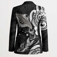Hawaiian Manta Rays Blazer Tribal Hibiscus Polynesian Tattoos Black Color LT03 - Polynesian Pride
