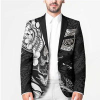 Hawaiian Manta Rays Blazer Tribal Hibiscus Polynesian Tattoos Black Color LT03 - Polynesian Pride