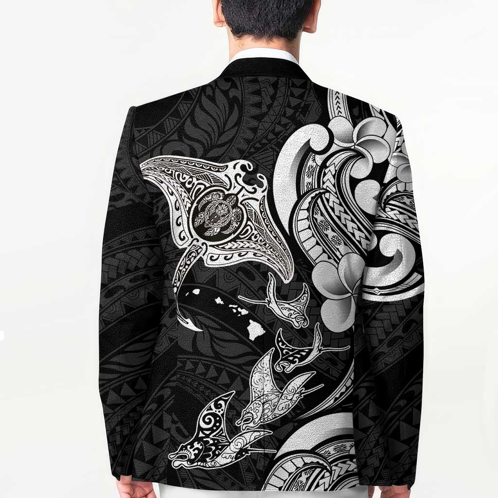 Hawaiian Manta Rays Blazer Tribal Hibiscus Polynesian Tattoos Black Color LT03 - Polynesian Pride