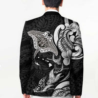 Hawaiian Manta Rays Blazer Tribal Hibiscus Polynesian Tattoos Black Color LT03 - Polynesian Pride
