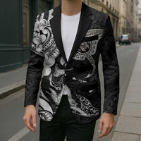 Hawaiian Manta Rays Blazer Tribal Hibiscus Polynesian Tattoos Black Color LT03 - Polynesian Pride