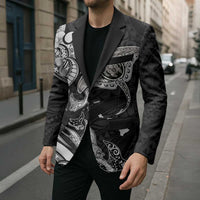 Hawaiian Manta Rays Blazer Tribal Hibiscus Polynesian Tattoos Black Color LT03 - Polynesian Pride
