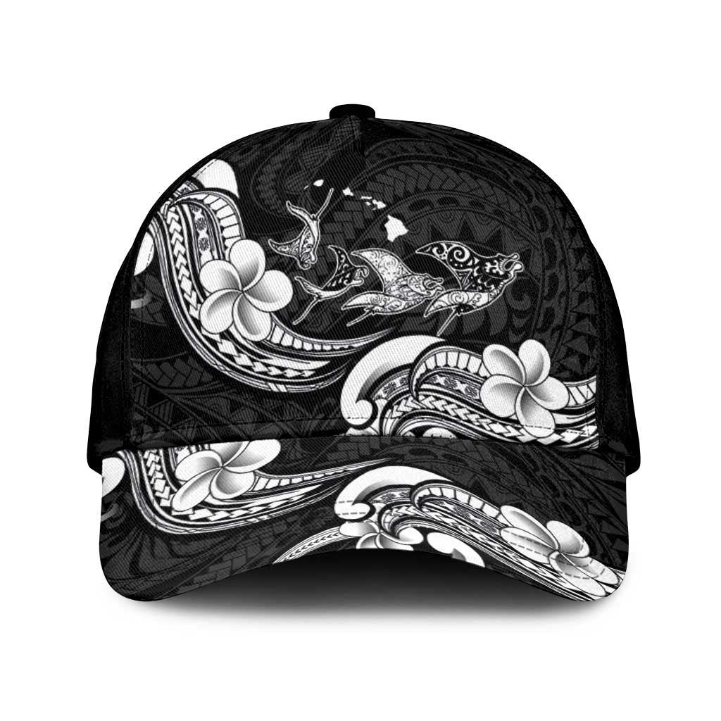 Hawaiian Manta Rays Classic Cap Tribal Hibiscus Polynesian Tattoos Black Color LT03 Universal Fit Black - Polynesian Pride