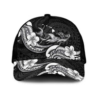 Hawaiian Manta Rays Classic Cap Tribal Hibiscus Polynesian Tattoos Black Color LT03 Universal Fit Black - Polynesian Pride