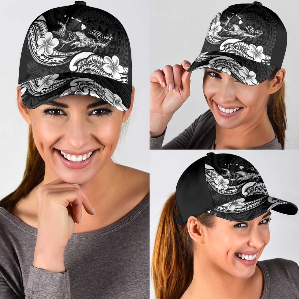 Hawaiian Manta Rays Classic Cap Tribal Hibiscus Polynesian Tattoos Black Color LT03 - Polynesian Pride