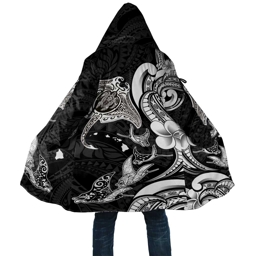 Hawaiian Manta Rays Cloak Tribal Hibiscus Polynesian Tattoos Black Color LT03 Unisex Black - Polynesian Pride