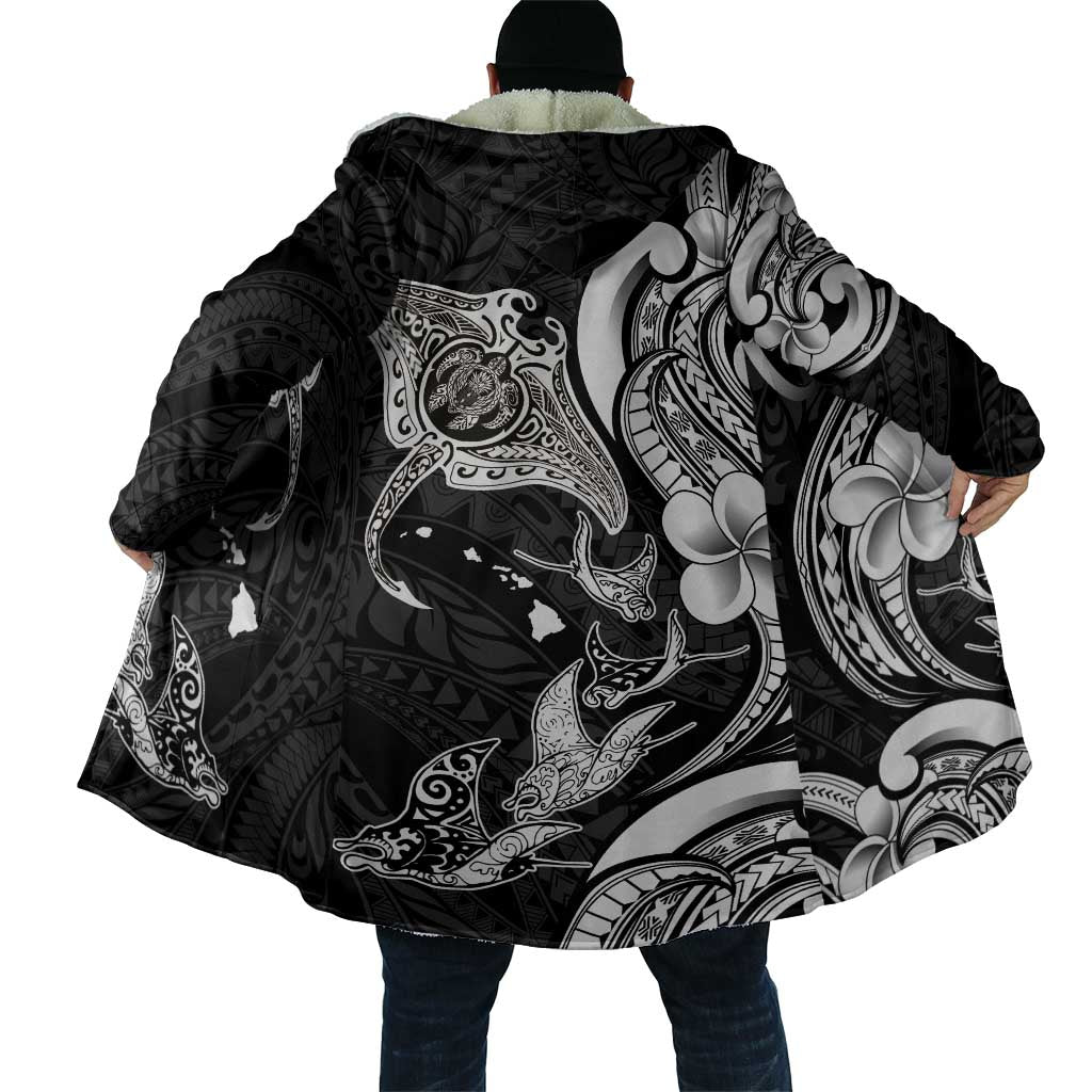 Hawaiian Manta Rays Cloak Tribal Hibiscus Polynesian Tattoos Black Color LT03 - Polynesian Pride