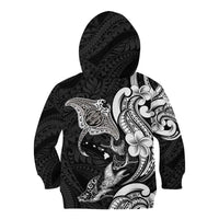 Hawaiian Manta Rays Kid Hoodie Tribal Hibiscus Polynesian Tattoos Black Color LT03 - Polynesian Pride