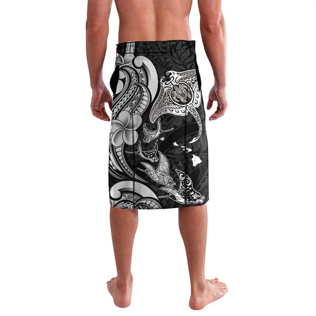 Hawaiian Manta Rays Lavalava Tribal Hibiscus Polynesian Tattoos Black Color LT03 - Polynesian Pride