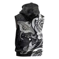 Hawaiian Manta Rays Sleeveless Hoodie Tribal Hibiscus Polynesian Tattoos Black Color LT03 - Polynesian Pride