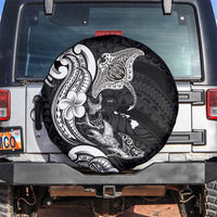 Hawaiian Manta Rays Spare Tire Cover Tribal Hibiscus Polynesian Tattoos Black Color LT03 Black - Polynesian Pride