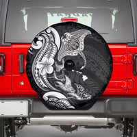 Hawaiian Manta Rays Spare Tire Cover Tribal Hibiscus Polynesian Tattoos Black Color LT03 - Polynesian Pride