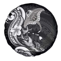 Hawaiian Manta Rays Spare Tire Cover Tribal Hibiscus Polynesian Tattoos Black Color LT03 - Polynesian Pride