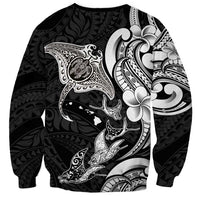 Hawaiian Manta Rays Sweatshirt Tribal Hibiscus Polynesian Tattoos Black Color LT03 - Polynesian Pride