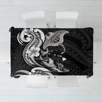 Hawaiian Manta Rays Tablecloth Tribal Hibiscus Polynesian Tattoos Black Color LT03 Black - Polynesian Pride