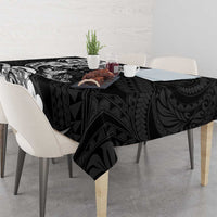 Hawaiian Manta Rays Tablecloth Tribal Hibiscus Polynesian Tattoos Black Color LT03 - Polynesian Pride