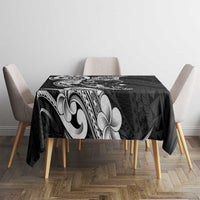 Hawaiian Manta Rays Tablecloth Tribal Hibiscus Polynesian Tattoos Black Color LT03 - Polynesian Pride