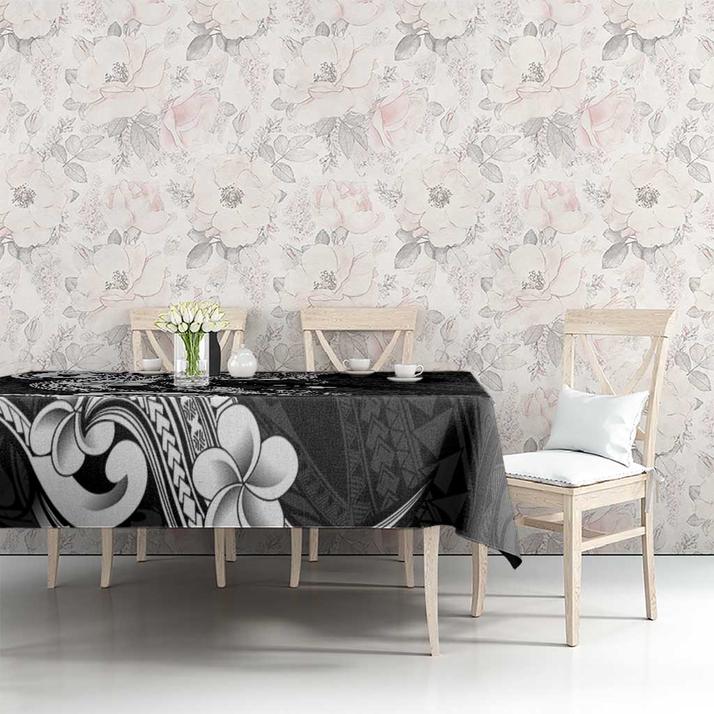 Hawaiian Manta Rays Tablecloth Tribal Hibiscus Polynesian Tattoos Black Color LT03 - Polynesian Pride
