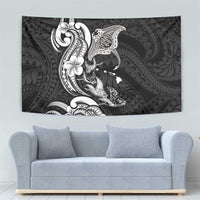 Hawaiian Manta Rays Tapestry Tribal Hibiscus Polynesian Tattoos Black Color LT03 - Polynesian Pride
