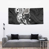 Hawaiian Manta Rays Tapestry Tribal Hibiscus Polynesian Tattoos Black Color LT03 - Polynesian Pride