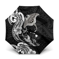 Hawaiian Manta Rays Umbrella Tribal Hibiscus Polynesian Tattoos Black Color LT03 One Size Folded 11.42 inch Opened Diameter 37.4 inch Black - Polynesian Pride