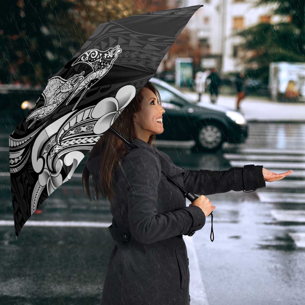 Hawaiian Manta Rays Umbrella Tribal Hibiscus Polynesian Tattoos Black Color LT03 - Polynesian Pride