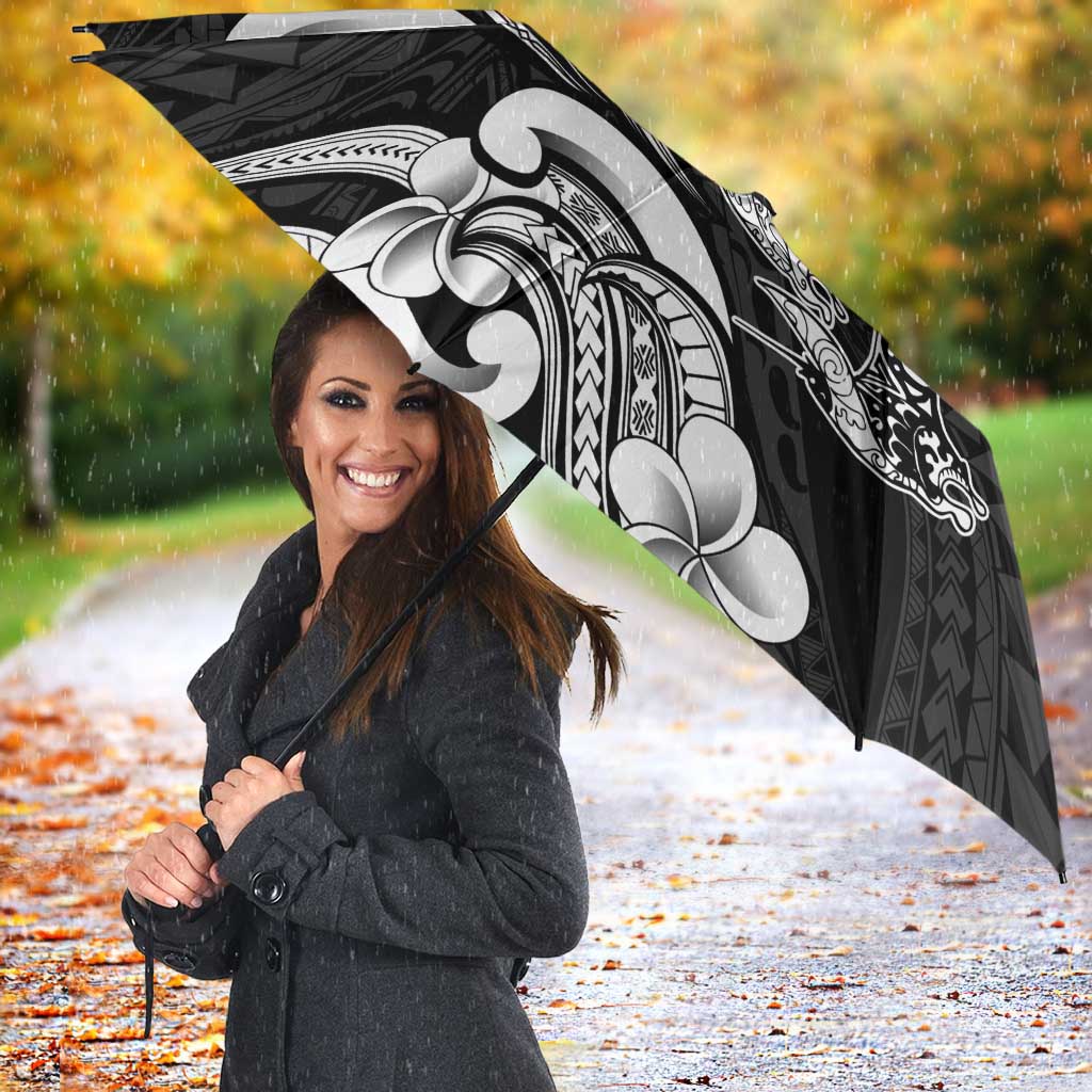 Hawaiian Manta Rays Umbrella Tribal Hibiscus Polynesian Tattoos Black Color LT03 - Polynesian Pride