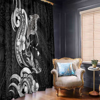 Hawaiian Manta Rays Window Curtain Tribal Hibiscus Polynesian Tattoos Black Color LT03 - Polynesian Pride