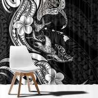 Hawaiian Manta Rays Window Curtain Tribal Hibiscus Polynesian Tattoos Black Color LT03 - Polynesian Pride