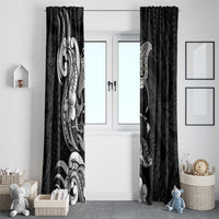 Hawaiian Manta Rays Window Curtain Tribal Hibiscus Polynesian Tattoos Black Color LT03 - Polynesian Pride