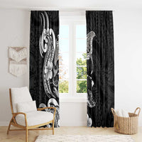 Hawaiian Manta Rays Window Curtain Tribal Hibiscus Polynesian Tattoos Black Color LT03 - Polynesian Pride