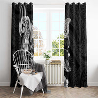 Hawaiian Manta Rays Window Curtain Tribal Hibiscus Polynesian Tattoos Black Color LT03 - Polynesian Pride