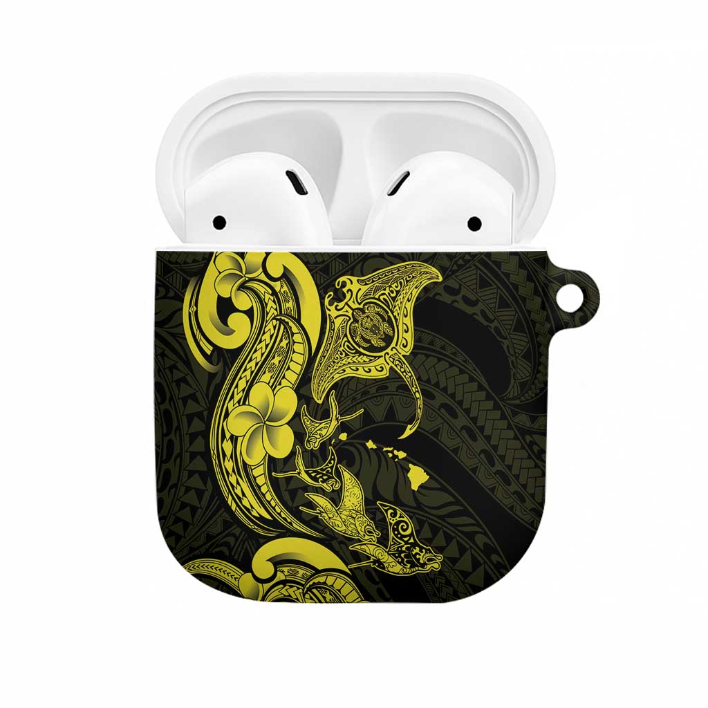 Hawaiian Manta Rays AirPods Case Tribal Hibiscus Polynesian Tattoos Yellow Color LT03 Yellow - Polynesian Pride