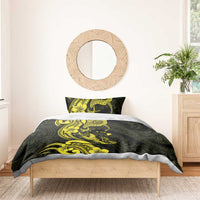 Hawaiian Manta Rays Bedding Set Tribal Hibiscus Polynesian Tattoos Yellow Color LT03 - Polynesian Pride