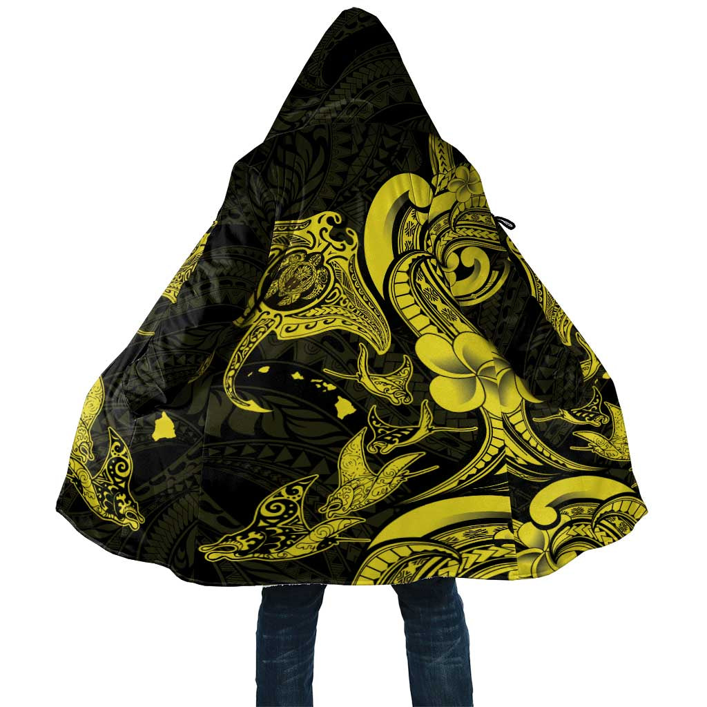 Hawaiian Manta Rays Cloak Tribal Hibiscus Polynesian Tattoos Yellow Color LT03 Unisex Yellow - Polynesian Pride