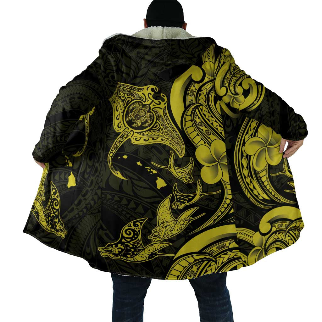 Hawaiian Manta Rays Cloak Tribal Hibiscus Polynesian Tattoos Yellow Color LT03 - Polynesian Pride
