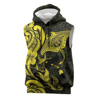 Hawaiian Manta Rays Sleeveless Hoodie Tribal Hibiscus Polynesian Tattoos Yellow Color LT03 Yellow - Polynesian Pride