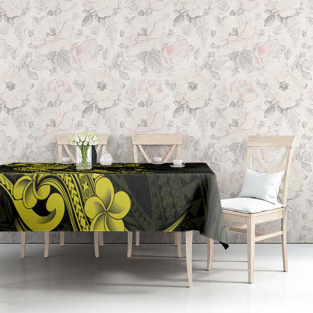 Hawaiian Manta Rays Tablecloth Tribal Hibiscus Polynesian Tattoos Yellow Color LT03 - Polynesian Pride
