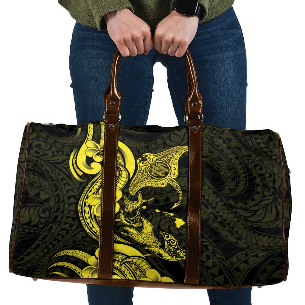Hawaiian Manta Rays Travel Bag Tribal Hibiscus Polynesian Tattoos Yellow Color LT03 Yellow - Polynesian Pride