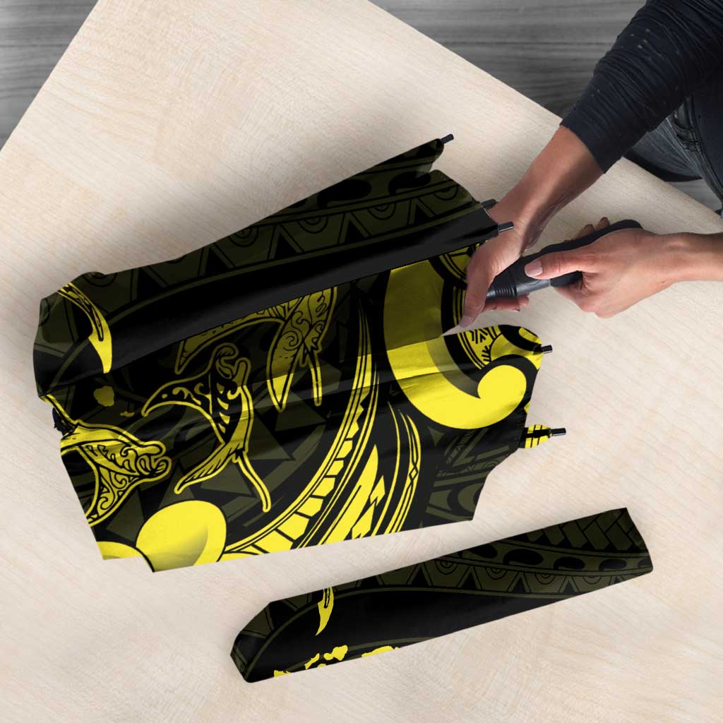 Hawaiian Manta Rays Umbrella Tribal Hibiscus Polynesian Tattoos Yellow Color LT03 - Polynesian Pride