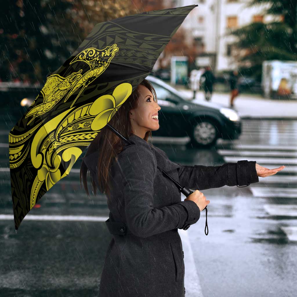 Hawaiian Manta Rays Umbrella Tribal Hibiscus Polynesian Tattoos Yellow Color LT03 - Polynesian Pride