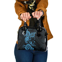 Hawaiian Manta Rays Shoulder Handbag Tribal Hibiscus Polynesian Tattoos Blue Color LT03 One Size Blue - Polynesian Pride