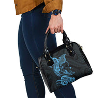 Hawaiian Manta Rays Shoulder Handbag Tribal Hibiscus Polynesian Tattoos Blue Color LT03 - Polynesian Pride