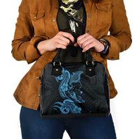 Hawaiian Manta Rays Shoulder Handbag Tribal Hibiscus Polynesian Tattoos Blue Color LT03 - Polynesian Pride