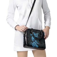 Hawaiian Manta Rays Shoulder Handbag Tribal Hibiscus Polynesian Tattoos Blue Color LT03 - Polynesian Pride