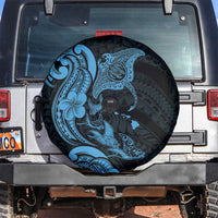 Hawaiian Manta Rays Spare Tire Cover Tribal Hibiscus Polynesian Tattoos Blue Color LT03 Blue - Polynesian Pride